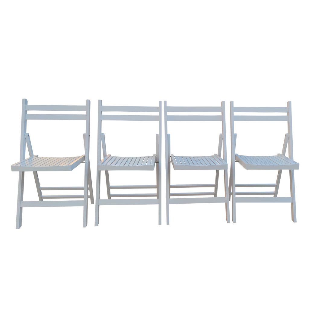 Leoglint Furniture Slatted Wood Folding Special Event Outdoor Chair - White, Set of 4, FOLDING CHAIR, FOLDABLE STYLE