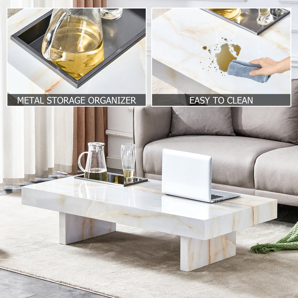 Leoglint A modern and practical coffee table with imitation marble patterns, made of MDF material. The fusion of elegance and natural fashion 47.2"* 23.6"* 12 "