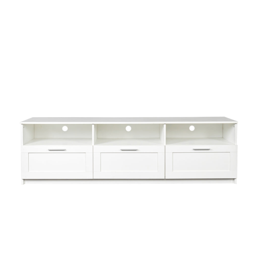 Leoglint White modern minimalist TV cabinet 80 inch TV stand, open locker Living Room Bedroom