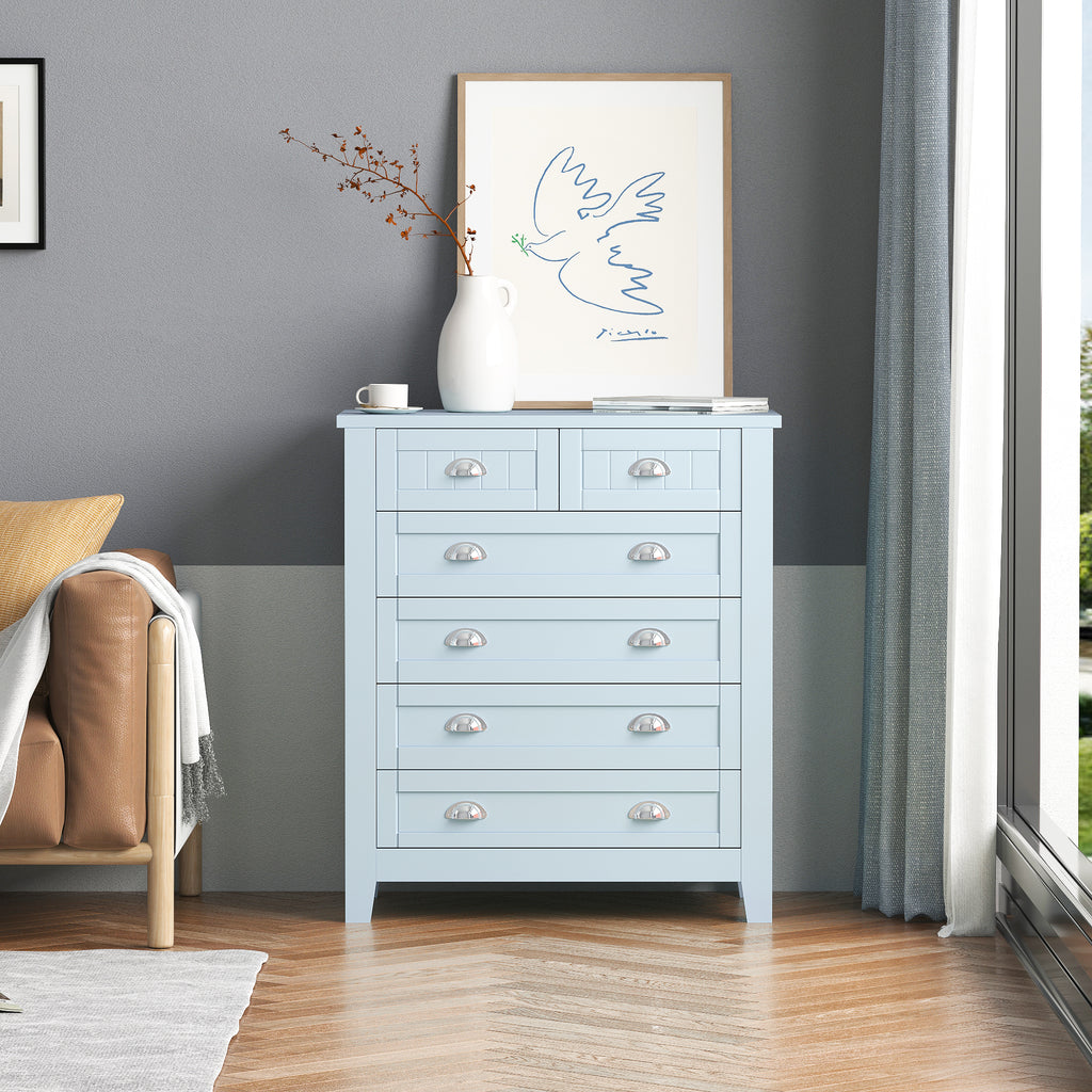 Leoglint Drawer Dresser BAR CABINET side cabinet,buffet sideboard,buffet service counter,solid wood frame,plasticdoor panel,retro shell handle,applicable to dining room,living room,kitchen corridorGrayish Blue