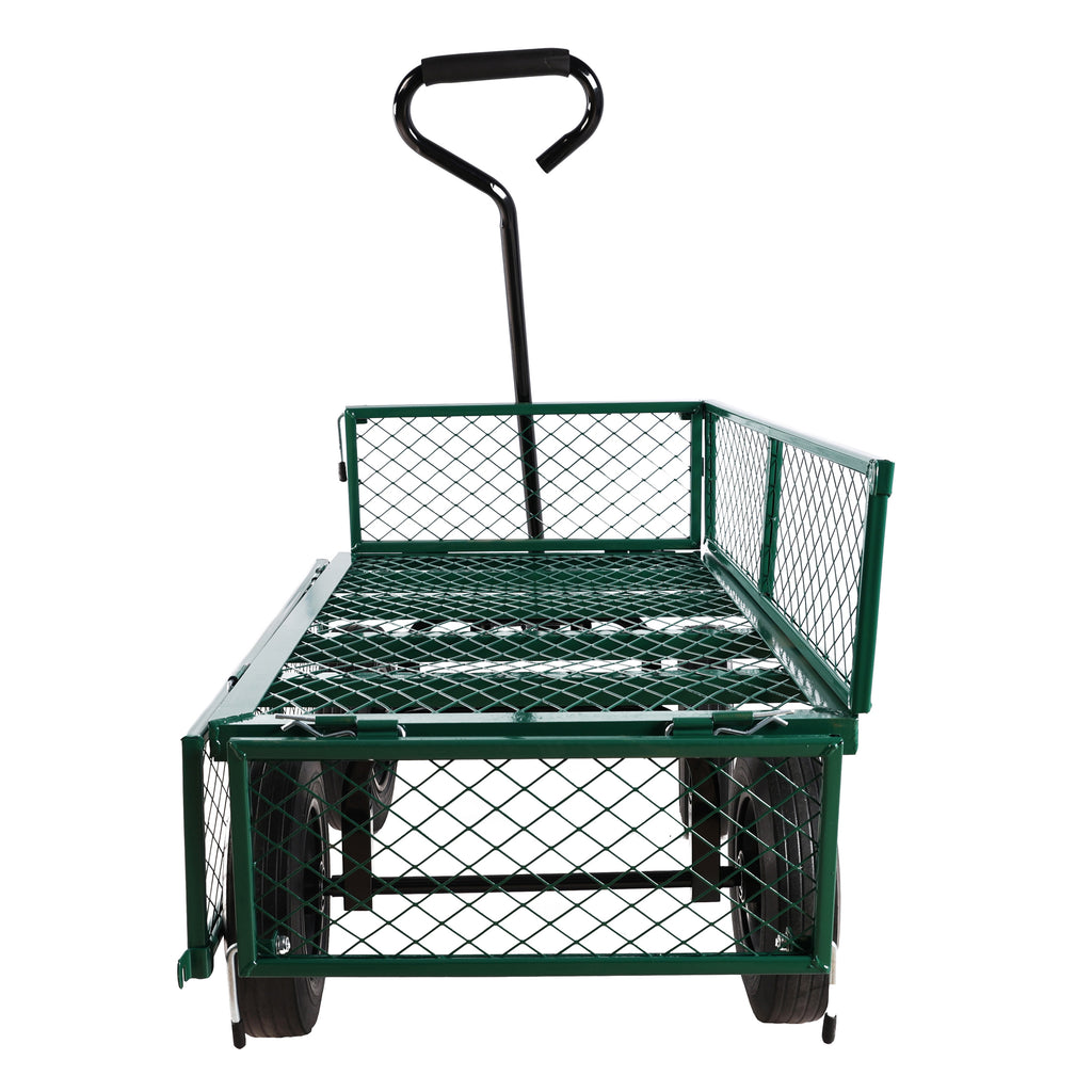 Leoglint (Green solid wheels wagon cart) Solid wheels Tools cart Wagon Cart Garden cart trucks  make it easier to transport firewood