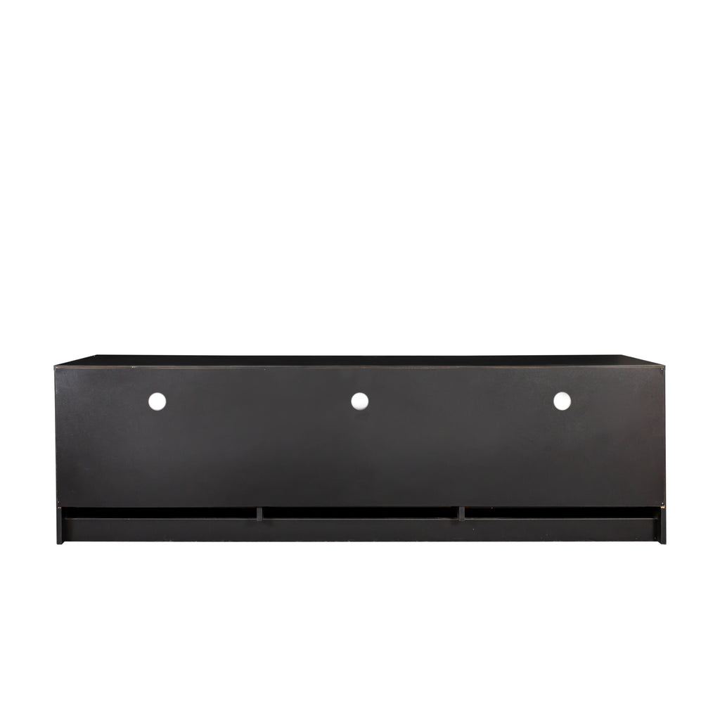 Leoglint Black modern minimalist TV cabinet 80 inch TV stand, open locker Living Room Bedroom