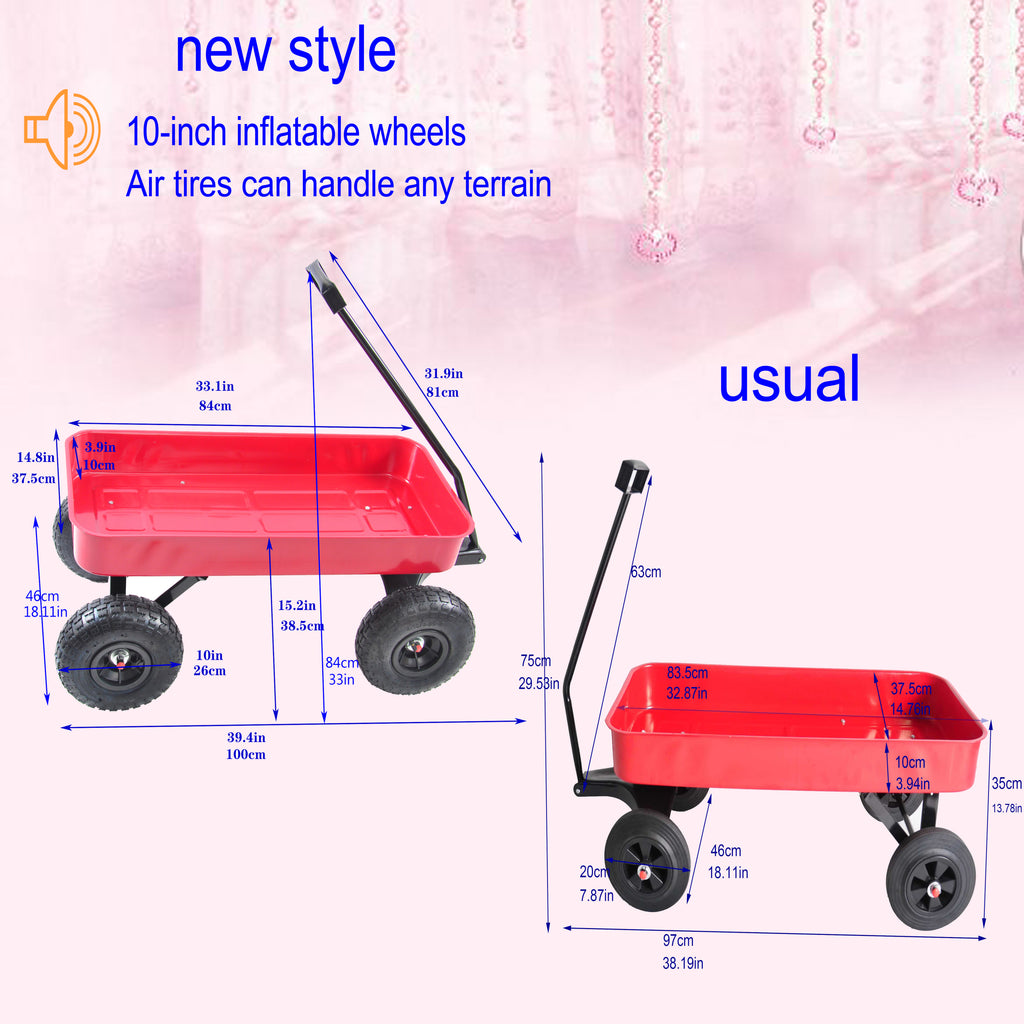 Leoglint Garden cart Outdoor Wagon All Terrain Pulling  Air Tires Children Kid Garden