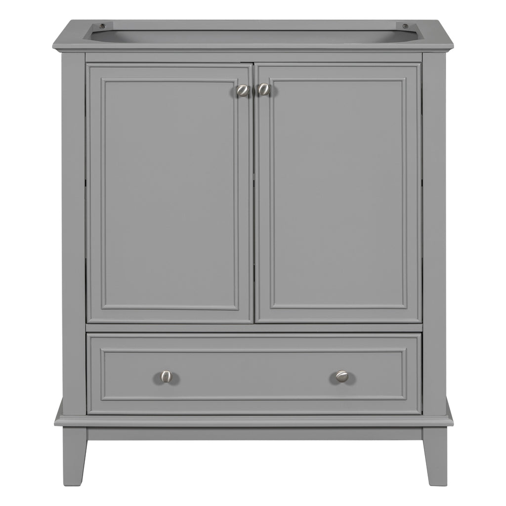 Leoglint 30" Bathroom Vanity without Sink, Base Only, Multi-functional Bathroom Cabinet with Doors and Drawer, Solid Frame and MDF Board, Grey