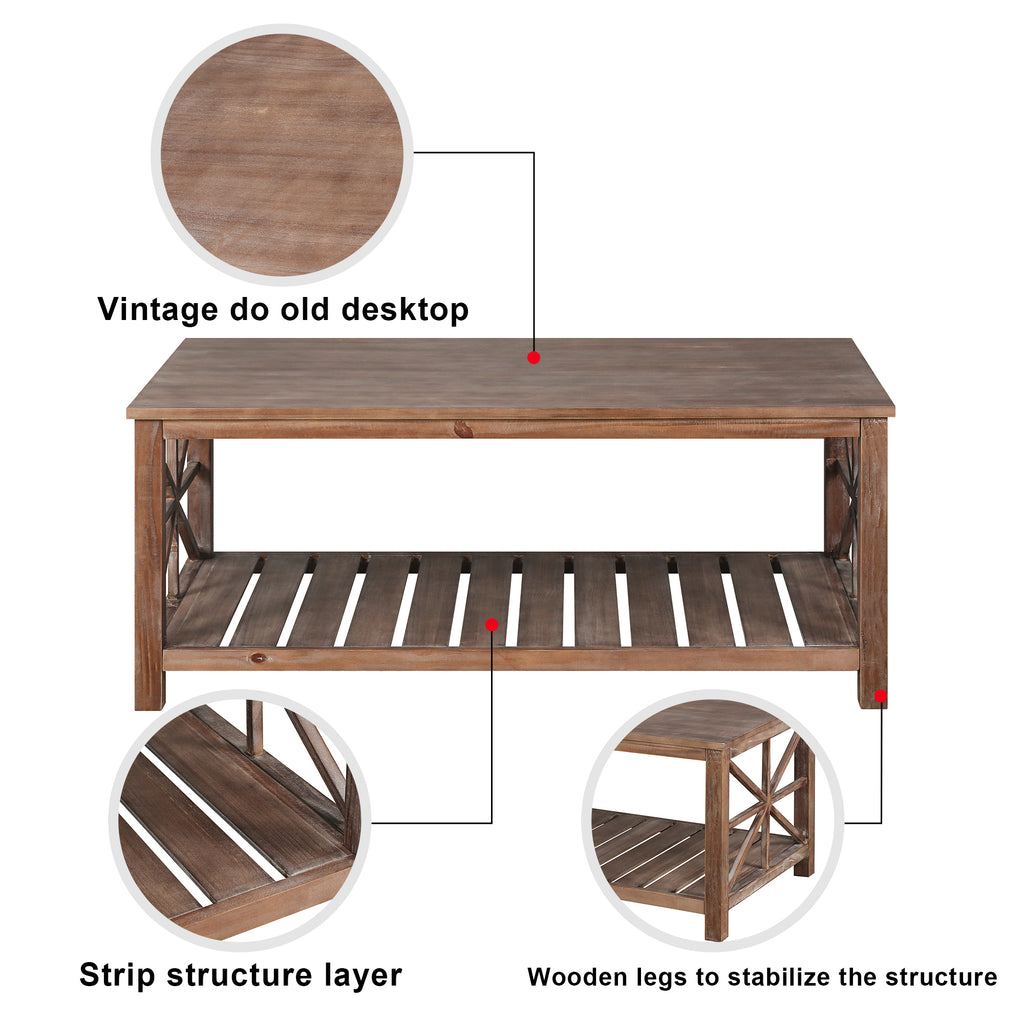 Leoglint 52''W  Handcrafted Coffee Table In Front Of The Sofa Or Loveseat For Living Room(Brwon)