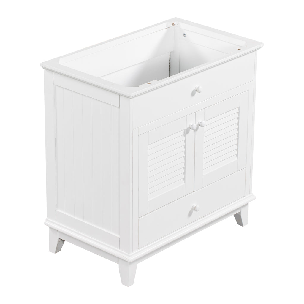 Leoglint 30" Bathroom Vanity Base without Sink, Bathroom Cabinet with Two Doors and One Drawer, White