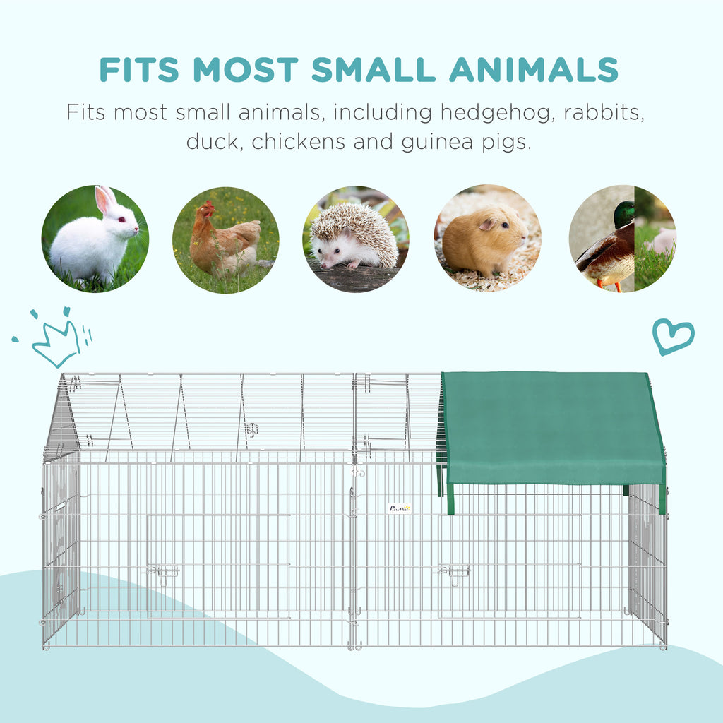 Leoglint 87" Small Animal Playpen, Pet Playpen Yard Fence for Rabbits, Chicken, Chinchillas with Roof for Indoor & Outdoor, Green