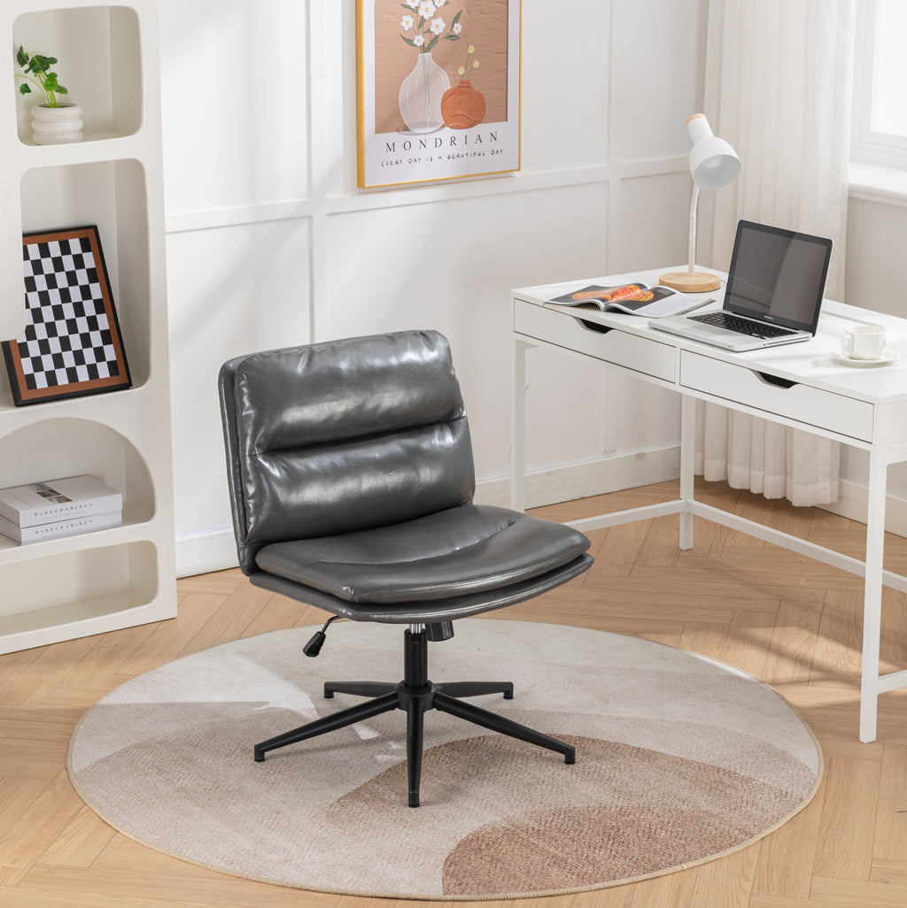 Leoglint Bizerte Adjustable Swivel Criss-Cross Chair, Wide Seat/ Office Chair /Vanity Chair, Gray