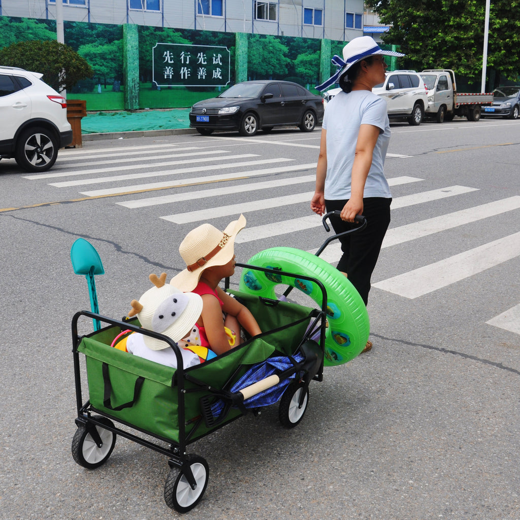 Leoglint Garden cart Folding Wagon Garden Shopping Beach Cart (Green)