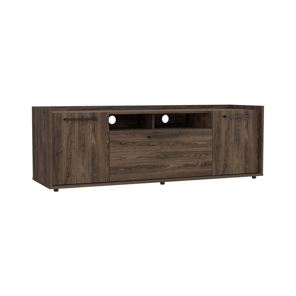 Leoglint Hollywood Tv Stand for TV´s up 60", Double Door Cabinets, One Flexible Cabinet, Dark Walnut