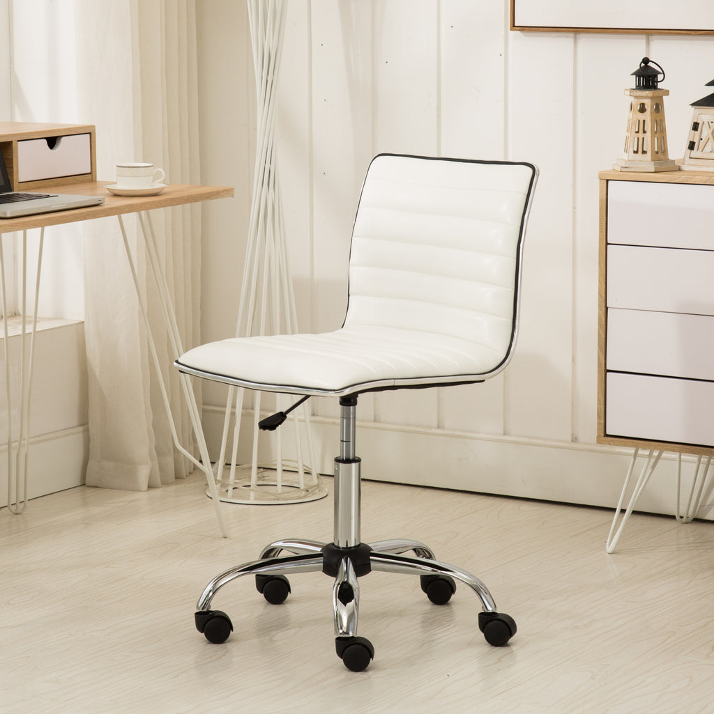 Leoglint Fremo Chromel Adjustable Air Lift Office Chair, White