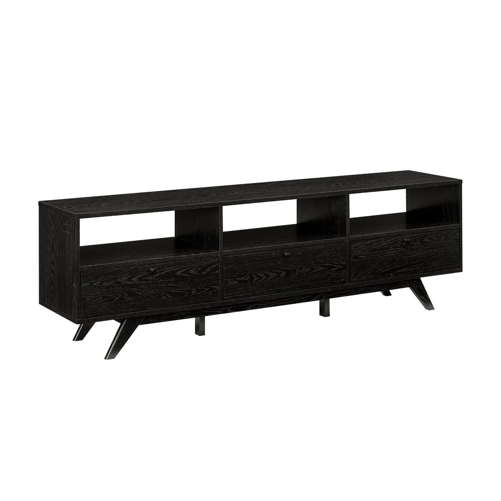 Leoglint Modern Scandi 3-Door Low Profile TV Stand for TVs up to 80 Inches – Black