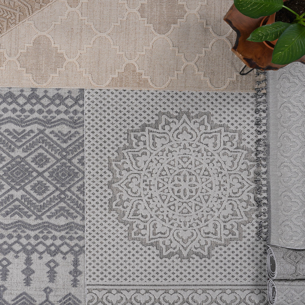 Leoglint 4X6 Ivory /Trellis Indoor/Outdoor Area Rug