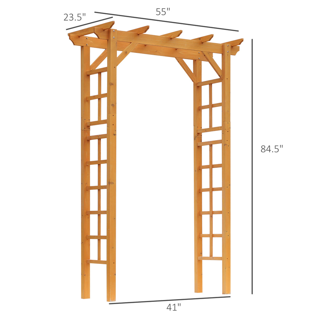 Leoglint 85" Wooden Garden Trellis Arbor for Wedding and Ceremony, Outdoor Garden Arch Trellis for Climbing Vines - Orange