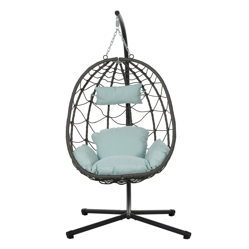 Leoglint Egg Outdoor Chair with Stand Indoor Outdoor Swing Chair Patio Wicker Hanging Egg Chair Hanging Basket Chair with Stand for Bedroom Living Room Balcony