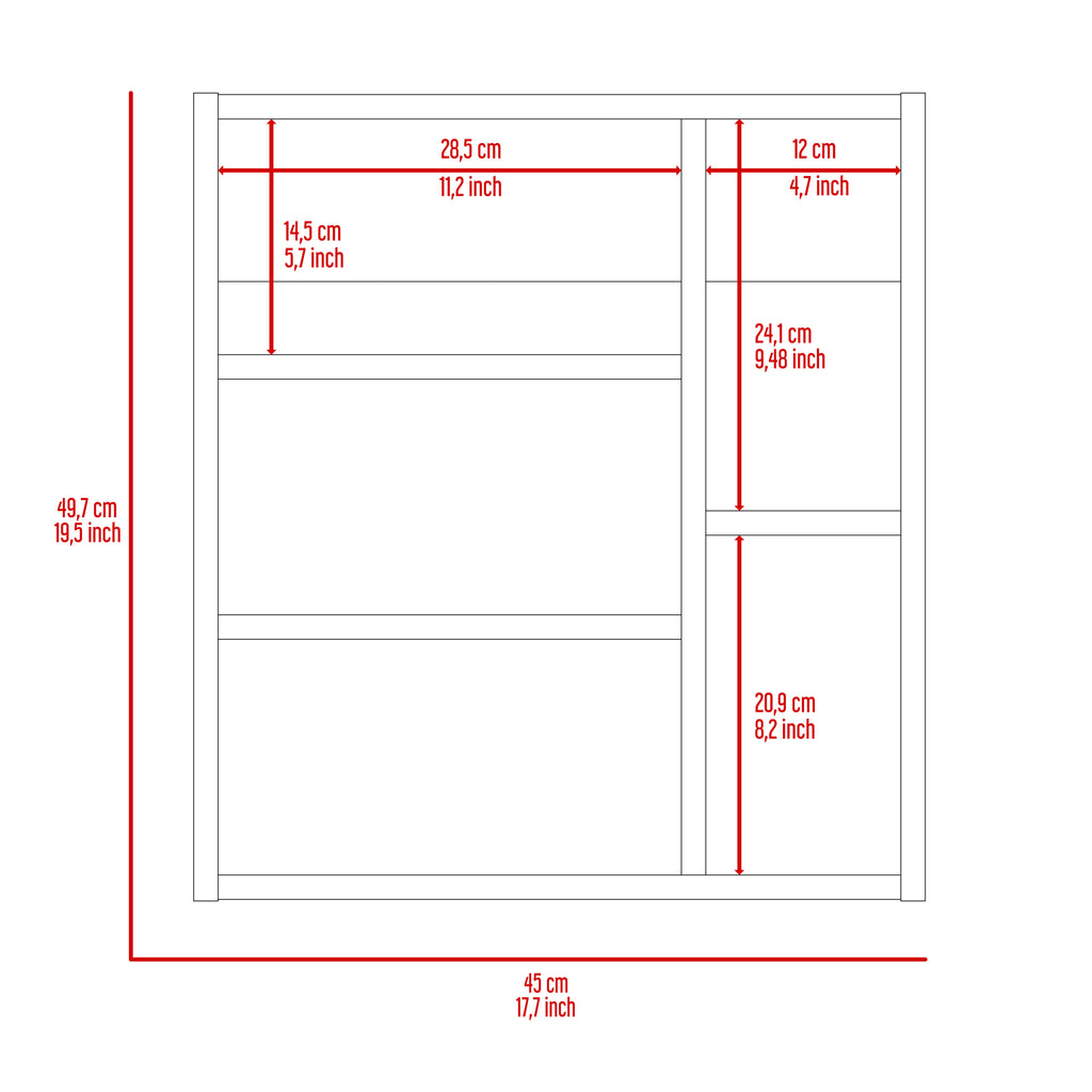 Leoglint Labelle Medicine Cabinet With Mirror, Five Internal Shelves, Single Door -Black