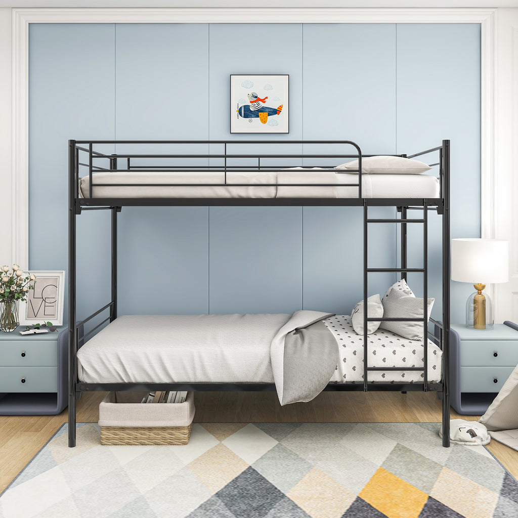 Leoglint Twin over Twin Bunk Bed Frame, Metal Frame with Ladder