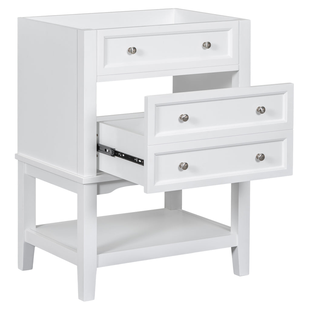 Leoglint 24" Bathroom Vanity Without Sink, Base Only, Solid Wood Frame, Bathroom Storage Cabinet with Drawer and Open Shelf, White