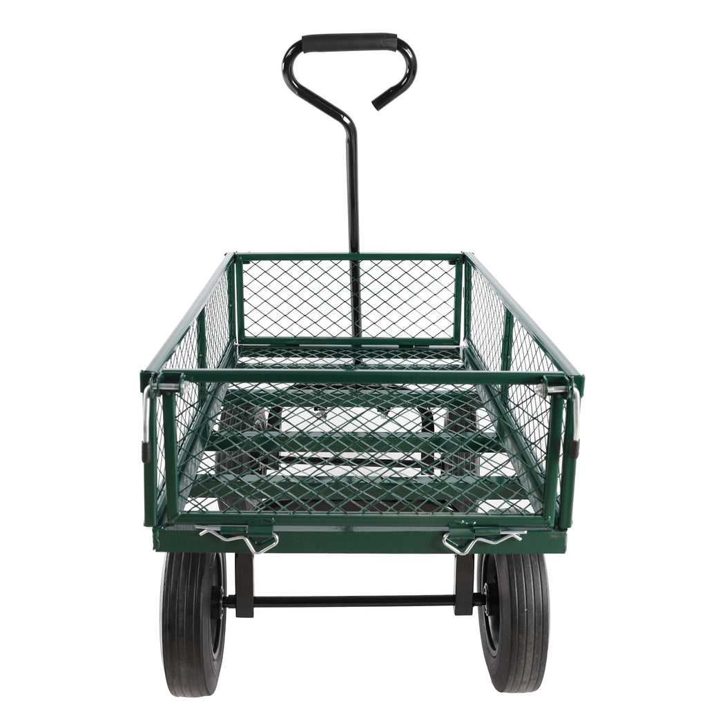 Leoglint (Green solid wheels wagon cart) Solid wheels Tools cart Wagon Cart Garden cart trucks  make it easier to transport firewood