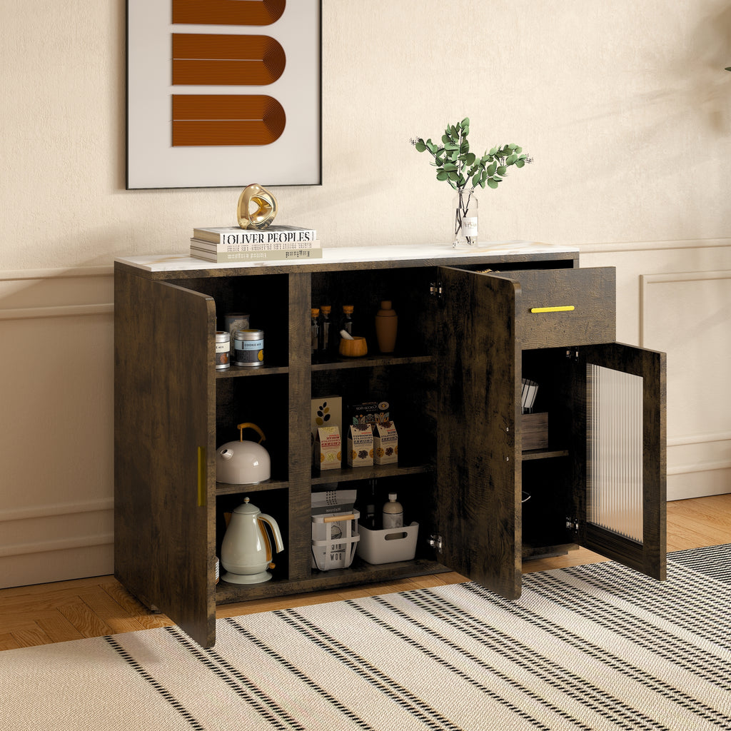 Leoglint 2401Wood Storage Cabinet, Modern Accent Buffet Cabinet, Free Standing Sideboard and Buffet Storage with Door Buffet Sideboard for Bedroom, Living Room, Kitchen or Hallway