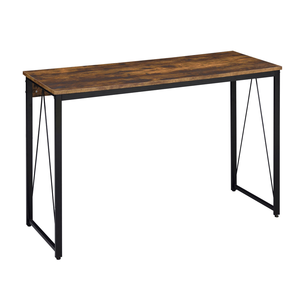 Leoglint Weathered Oak and Black 47.5" Writing Office Desk with Metal Sled Base