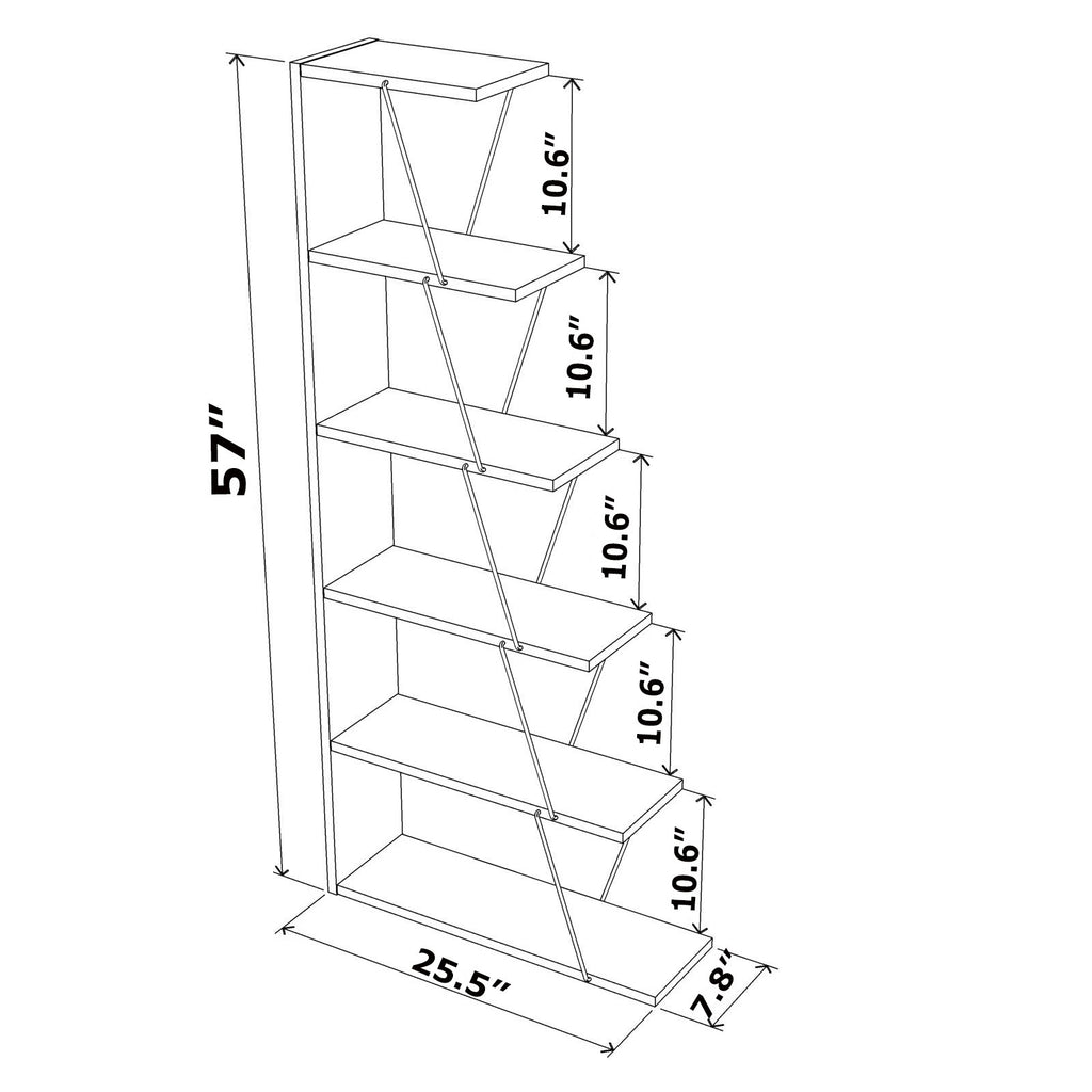 Leoglint Furnish Home Store Modern 5 Tier Ladder Bookshelf Organizers, Narrow Bookshelf for Small Spaces Office Furniture Bookcase ,White/Blue