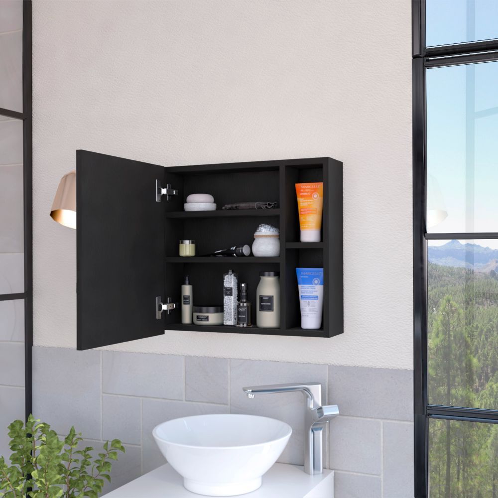 Leoglint Minsk Medicine Cabinet, Mirror, Two External Shelves, Single Door Cabinet, Three Interior Shelves