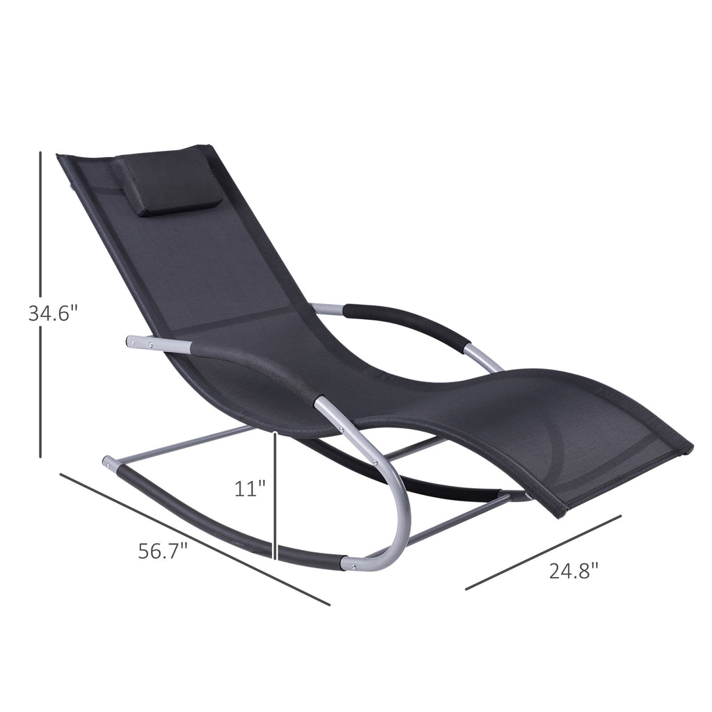 Leoglint Zero Gravity Rocking Outdoor Chair Outdoor Chaise Lounge Chair Recliner Rocker with Detachable Pillow and Durable Weather-Fighting Fabric for Patio, Deck, Pool, Black