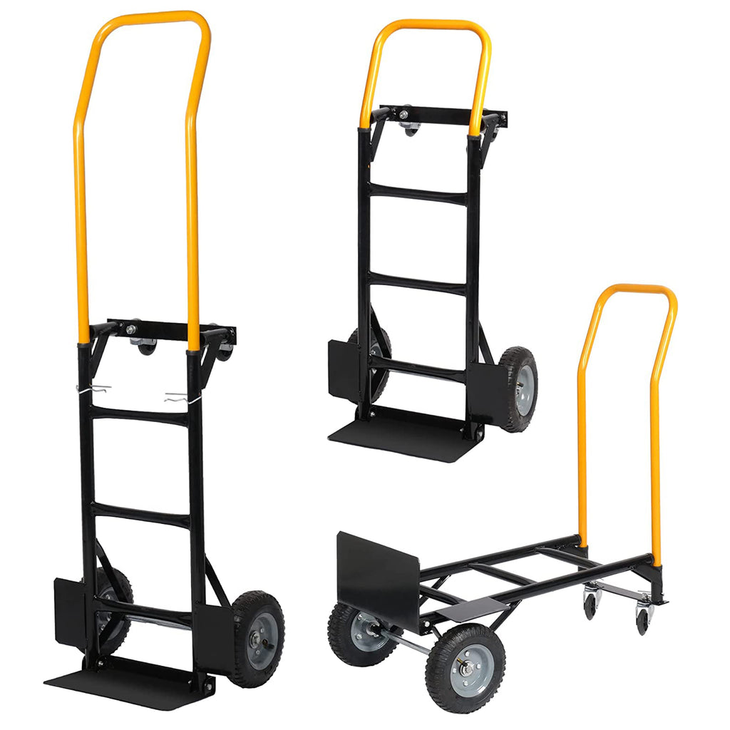 Leoglint Garden cart Hand Truck Dual Purpose 2 Wheel Dolly Cart and 4 Wheel Push Cart with Swivel Wheels 330 Lbs Capacity Heavy Duty Platform Cart for Moving/Warehouse/Garden/Grocery