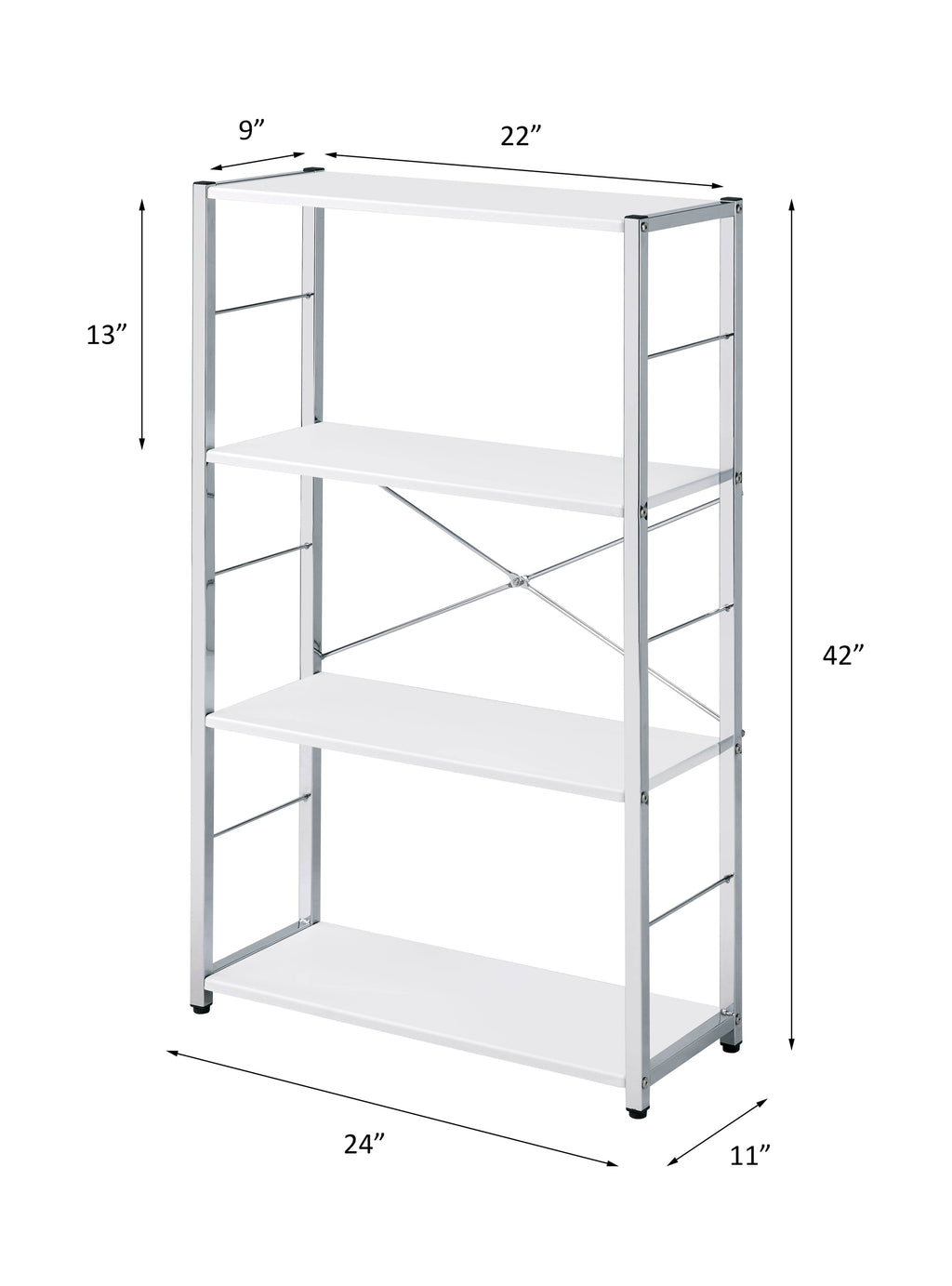 Leoglint ACME Tennos Bookshelf, White & Chrome Finish 93192