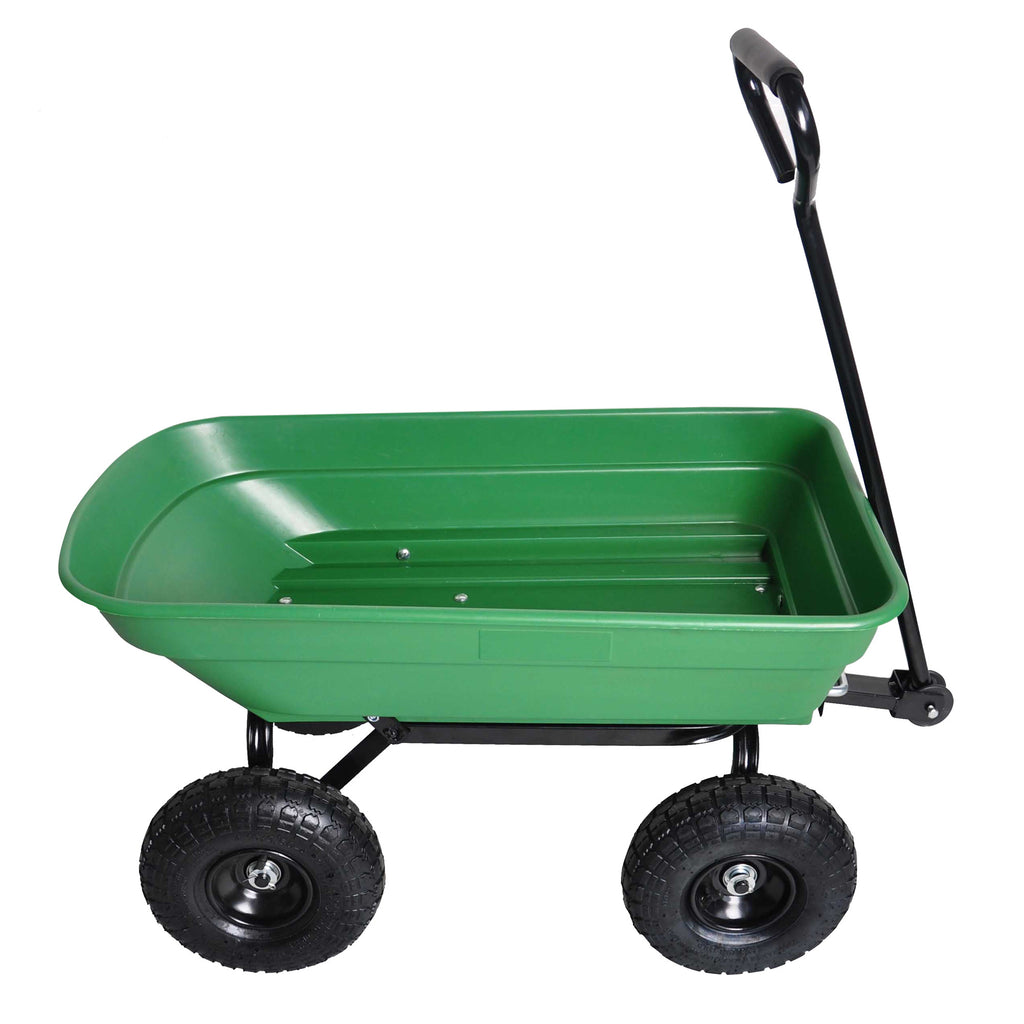 Leoglint Garden Cart with Steel Frame Outdoor Wagon with 10 Inch Pneumatic Tires, 55L Capacity, Green