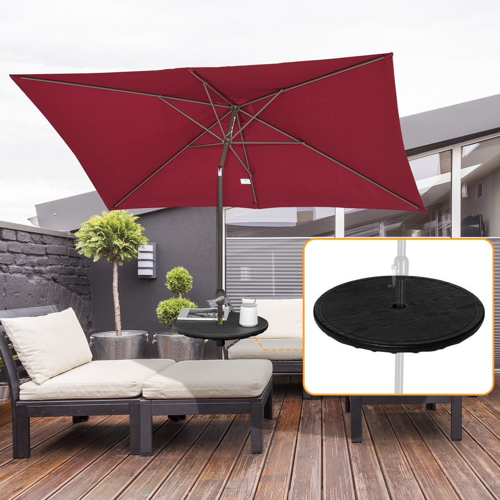 Leoglint 20" Outdoor Umbrella Table Tray, Easy to Install Table-Top, Round Portable for Swimming Pool, Beach, Patio, Deck, Garden, Black