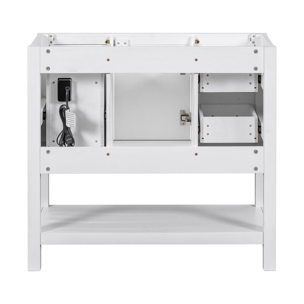 Leoglint [Cabinet Only]36" White Modern Bathroom Vanity with USB(Sink not included)