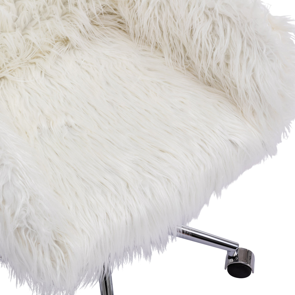 Leoglint HengMing Modern Faux fur home office chair, fluffy chair for girls, makeup vanity Chair