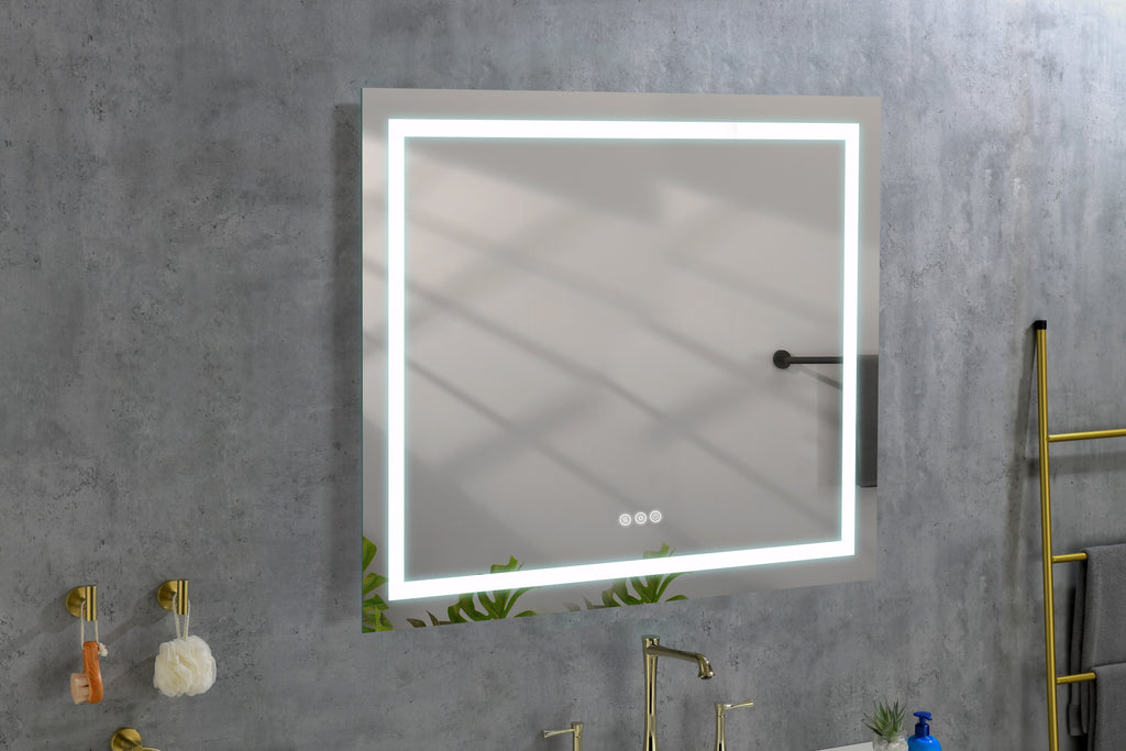 Leoglint 36x 36Inch LED Mirror Bathroom Vanity Mirrors with Lights, Wall Mounted Anti-Fog Memory Large Dimmable Front Light Makeup Mirror