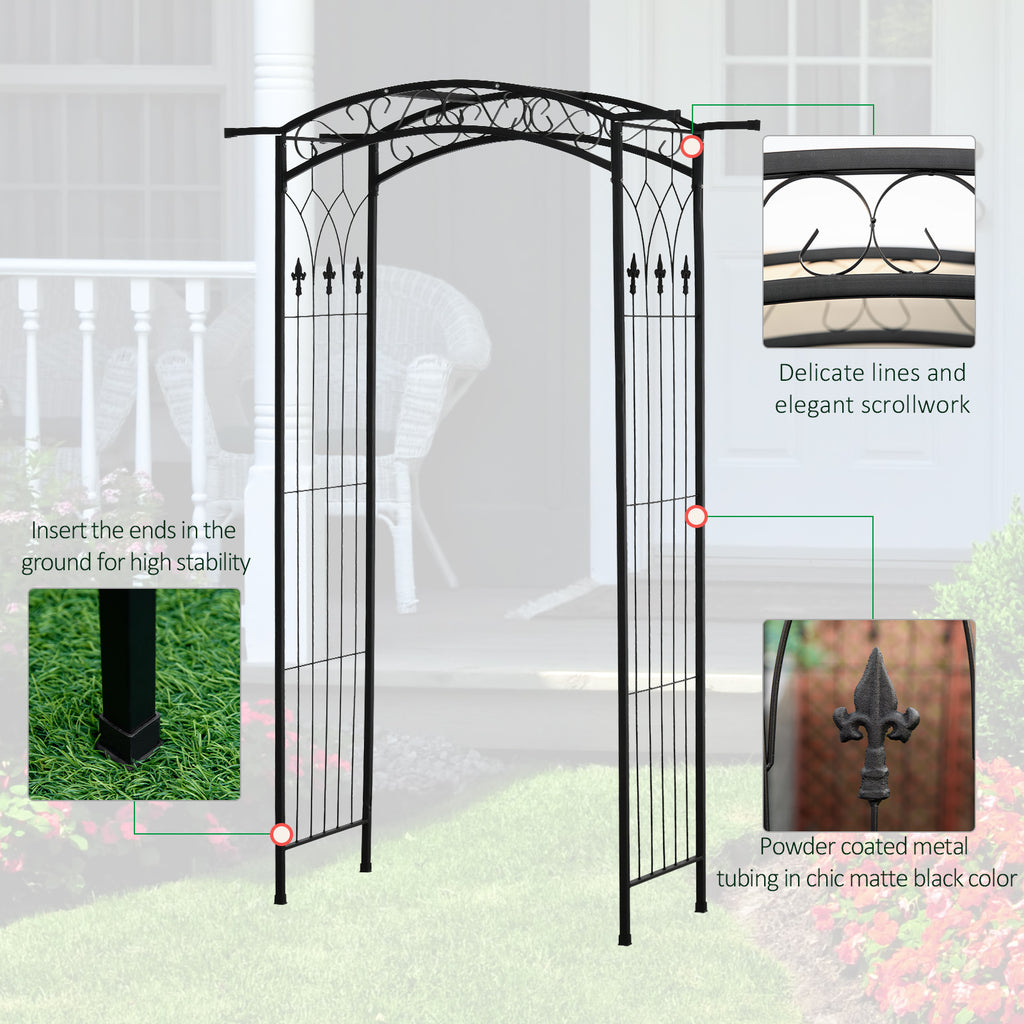 Leoglint 7Ft Outdoor Garden Trellis Arbor, Wedding Arch for Ceremony, Trellis with Scrollwork Design, Ideal for Climbing Vines and Plants