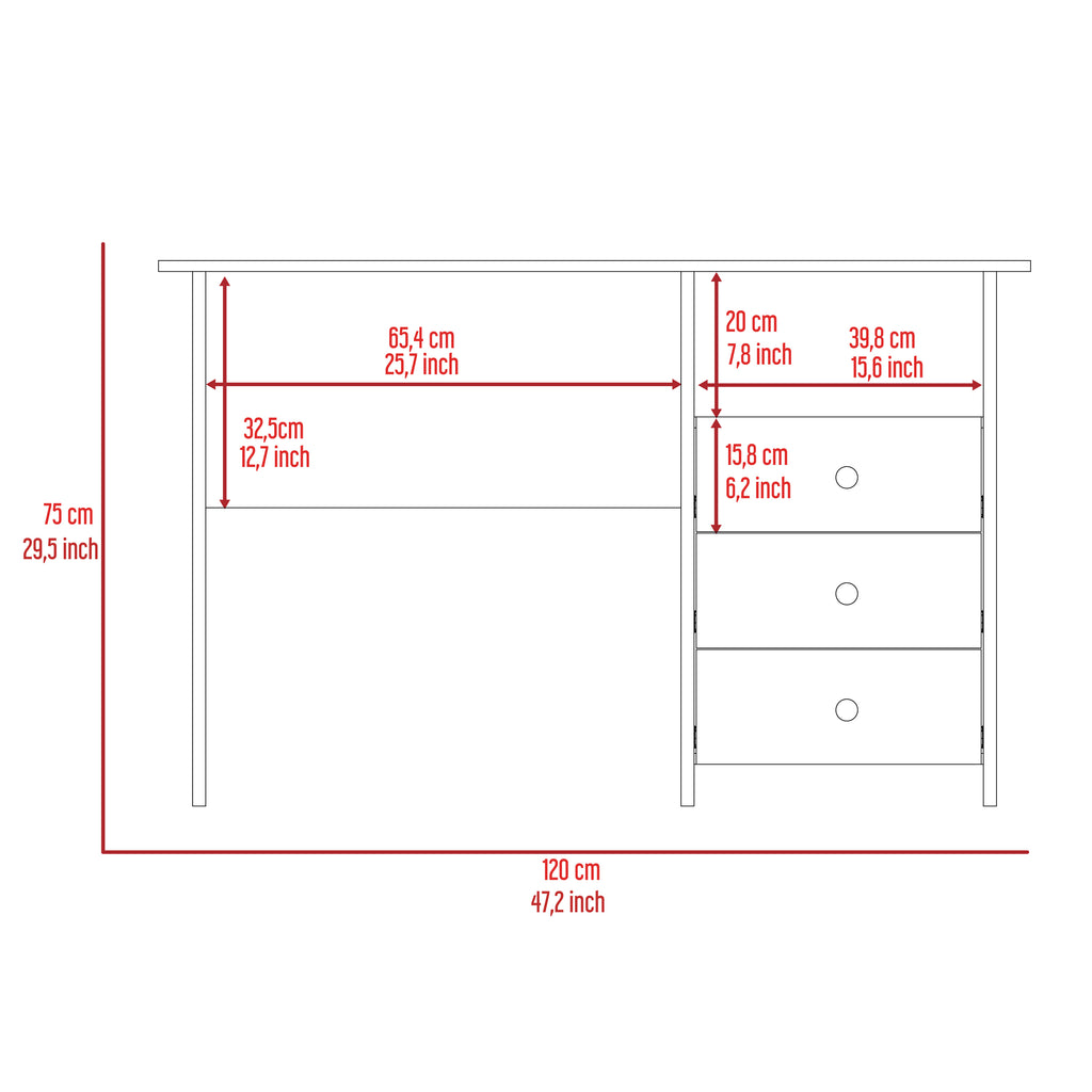 Leoglint Jacksonville 3 Drawers Computer Office Desk with Open Storage Cabinet