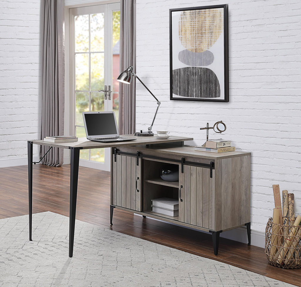 Leoglint ACME Zakwani Writing Office Desk, Gray Oak & Black Finish OF00009