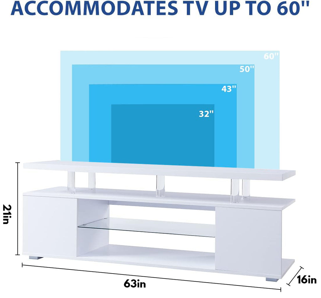 Leoglint TV Stand for 70 Inch TV LED Gaming Entertainment Center Media Storage Console Table with Large Side Cabinet for Living Room White