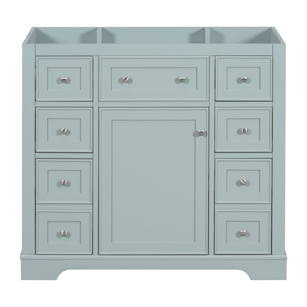 Leoglint 36" Bathroom Vanity without Sink, Cabinet Base Only, One Cabinet and Six Drawers, Green