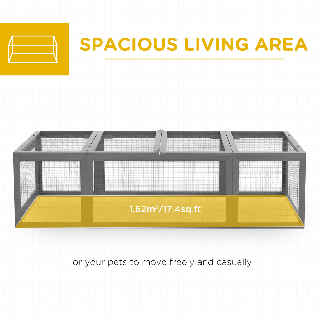 Leoglint Large Wooden Rabbit Hutch Bunny Hutch Small Animal Habitat Enclosure Outdoor Run and Lockable Doors, Gray