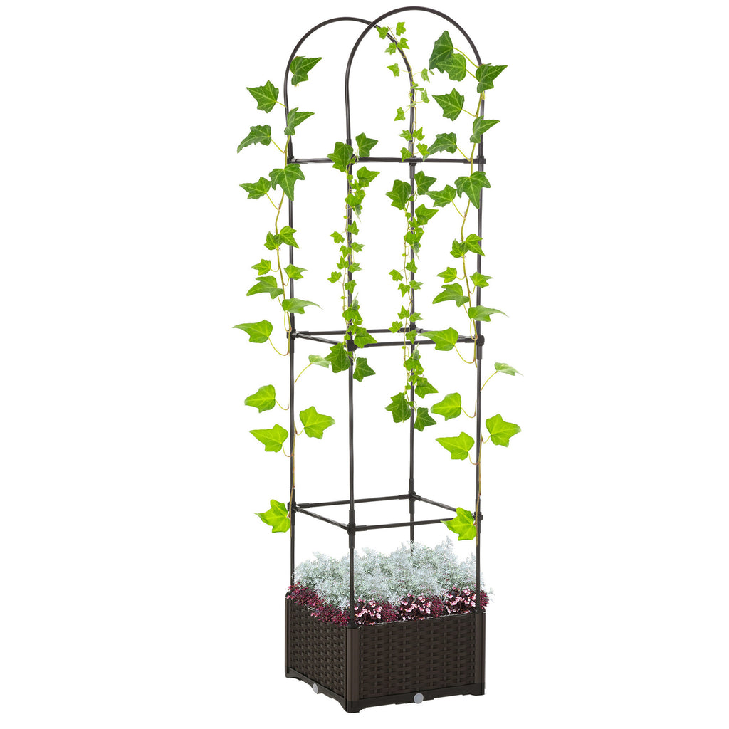 Leoglint Raised Garden Trellis Bed with Trellis, Self-Watering Planter Box, 69.7" Tomato Planters for Climbing Plants Vegetable Vine Flowers