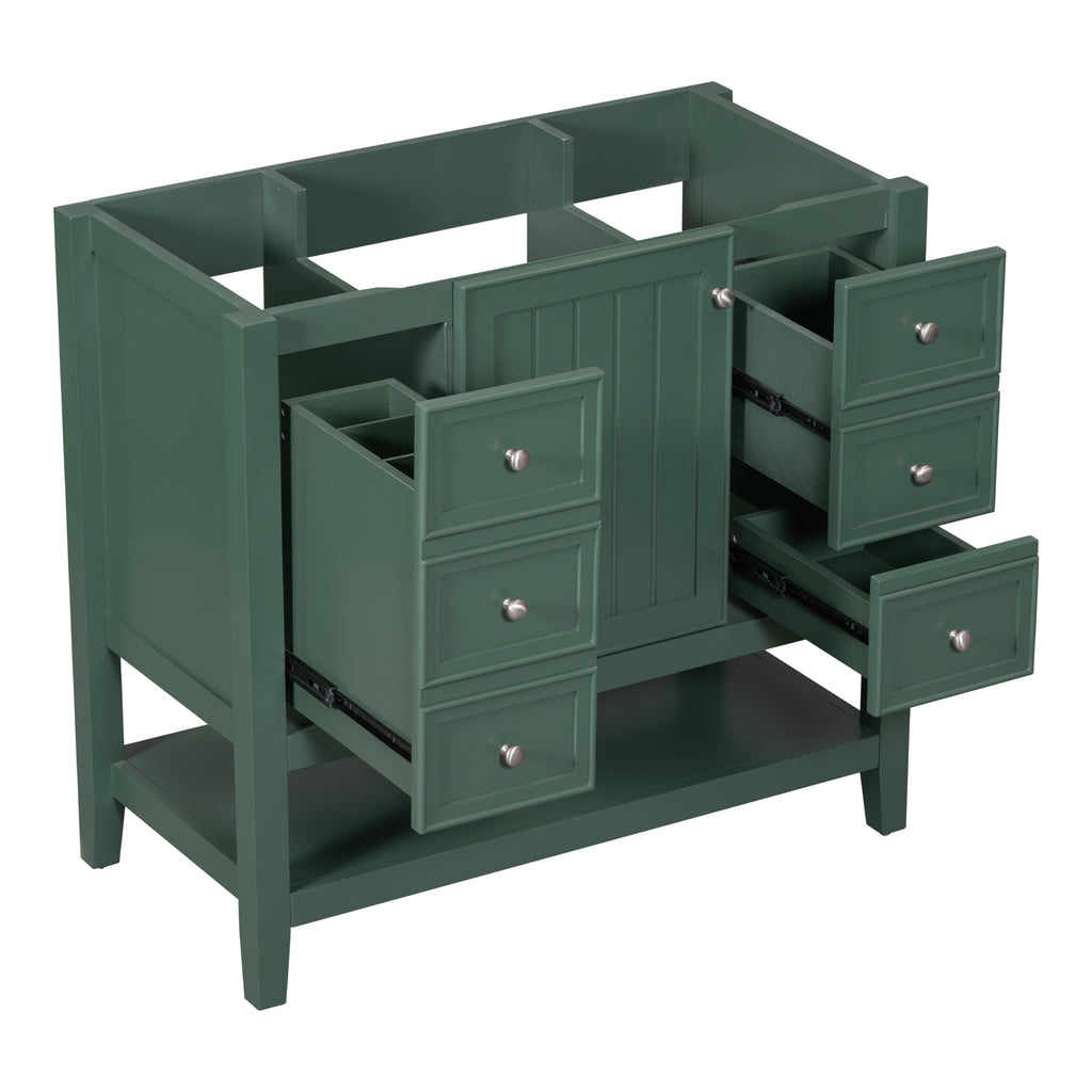 Leoglint 36" Bathroom Vanity without Sink, Cabinet Base Only, One Cabinet and three Drawers, Green