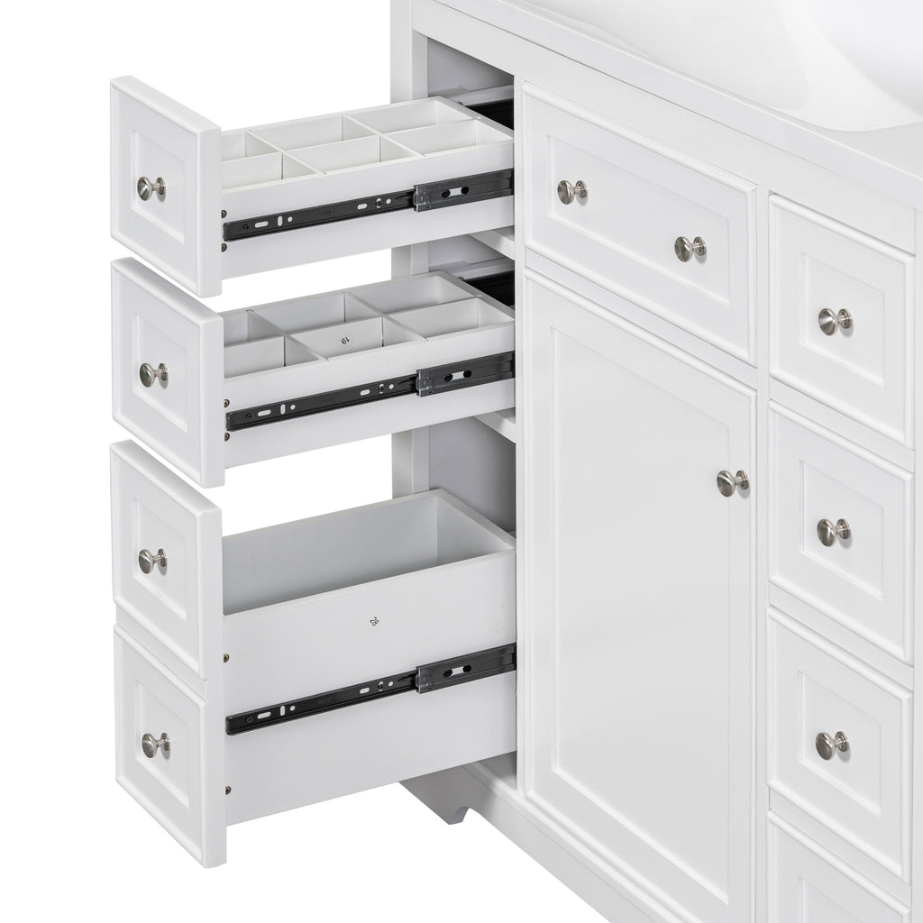 Leoglint 36" Bathroom Vanity without Sink, Cabinet Base Only, One Cabinet and Six Drawers, White