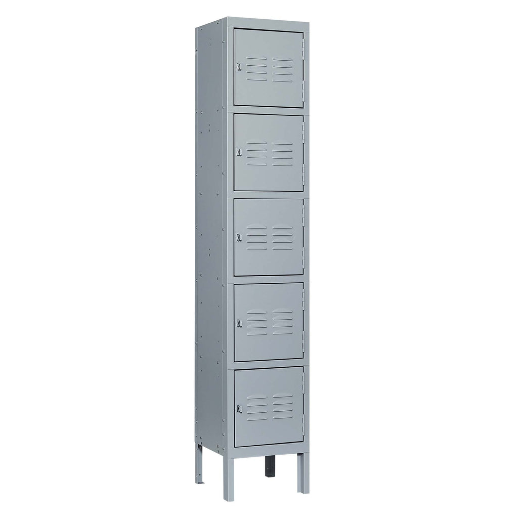 Leoglint 5 Door 66"H Metal Lockers With Lock for Employees,Storage Locker Cabinet  for Home Gym Office School Garage,Gray