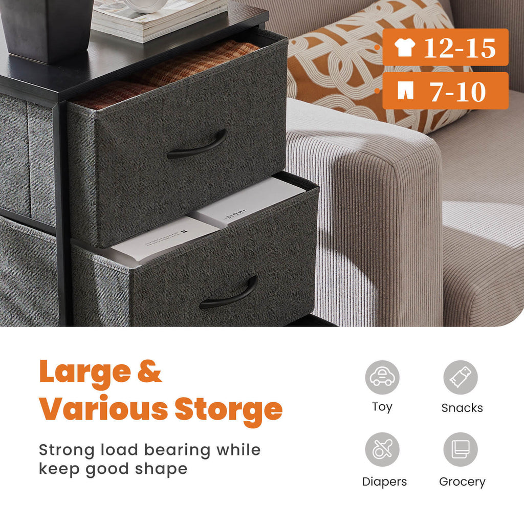 Leoglint Drawer Chest Drawers Dresser Chest of Drawers,Metal Frame and Wood Top,4bc,Gray