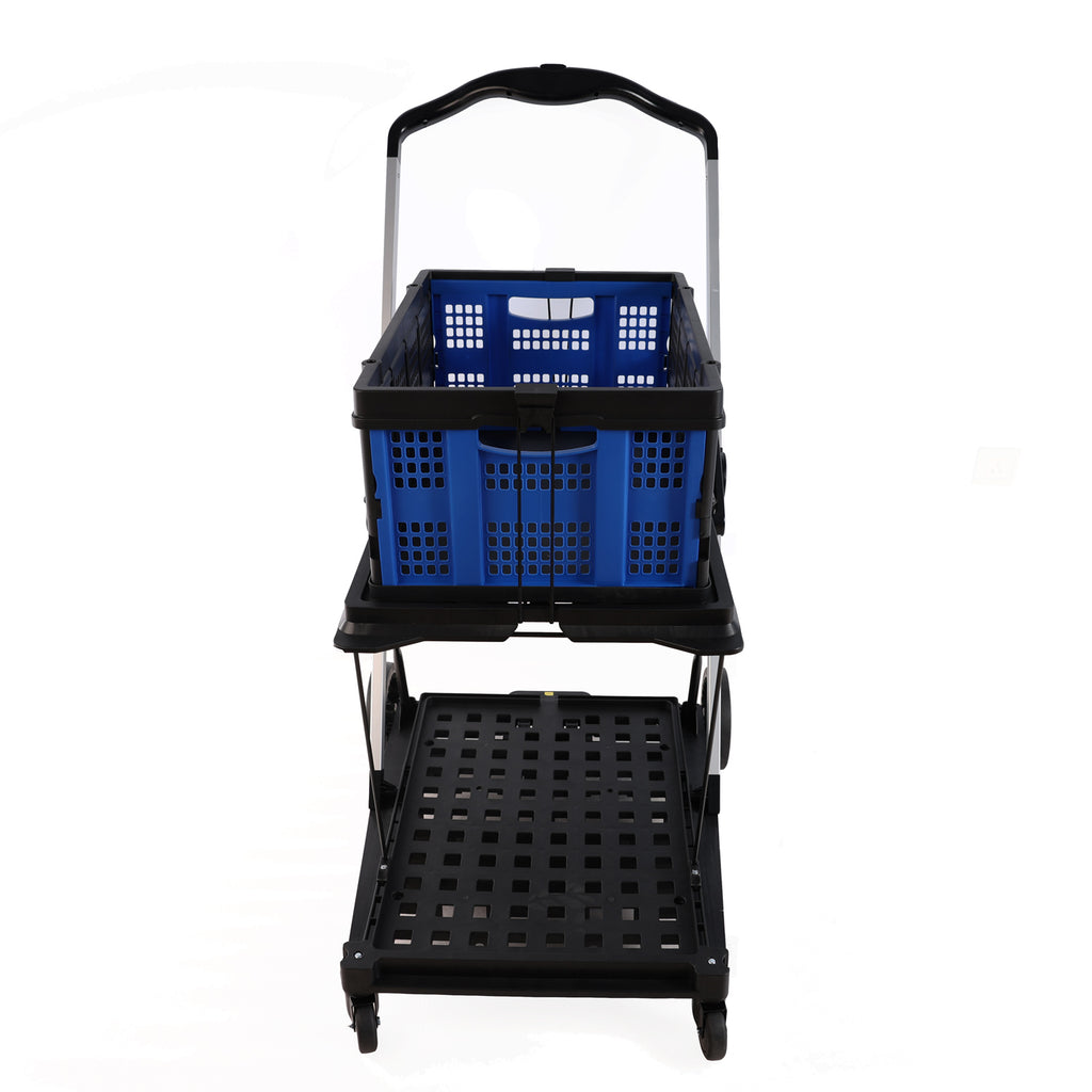 Leoglint Garden cart Folding service cart with wheels double-decker, shopping, library, office warehouse moving carts