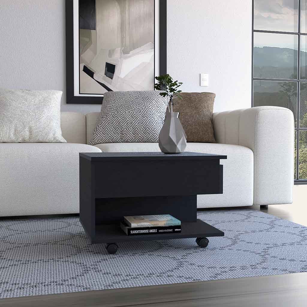 Leoglint Luanda Lift Top Coffee Table, Casters, One Shelf -Black