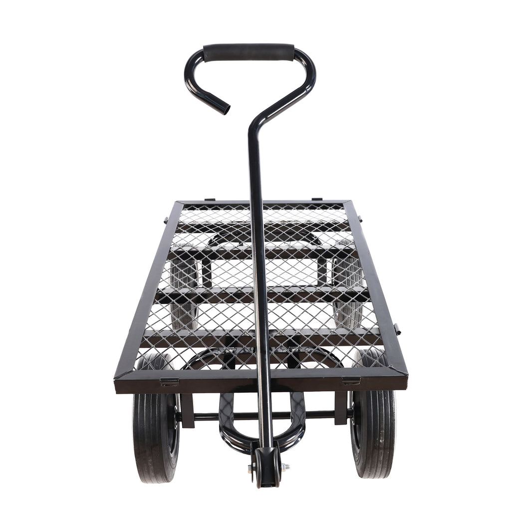 Leoglint (Black solid wheels wagon cart) Solid wheels Tools cart Wagon Cart Garden cart trucks make it easier to transport firewood