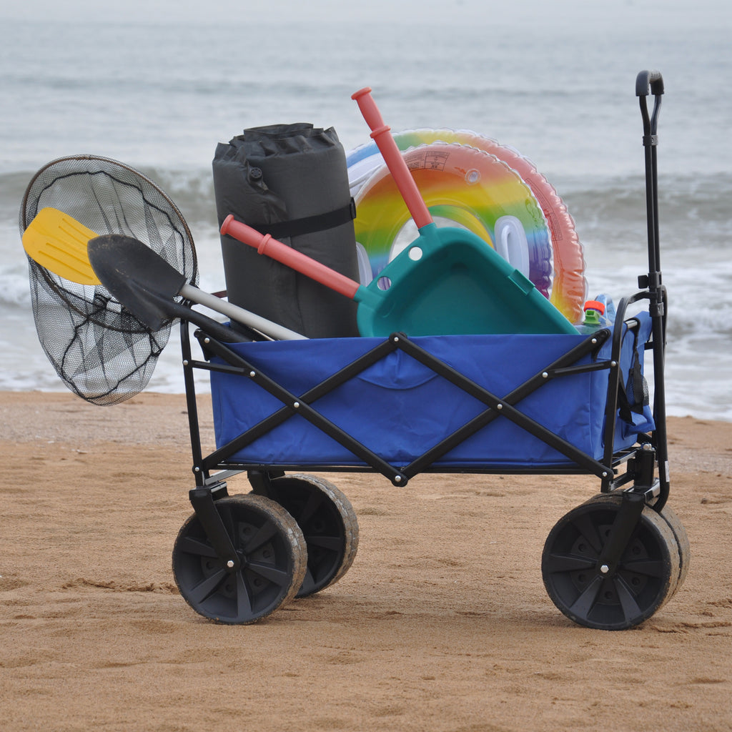 Leoglint Garden cart Folding Wagon Garden Shopping Beach Cart (Blue)